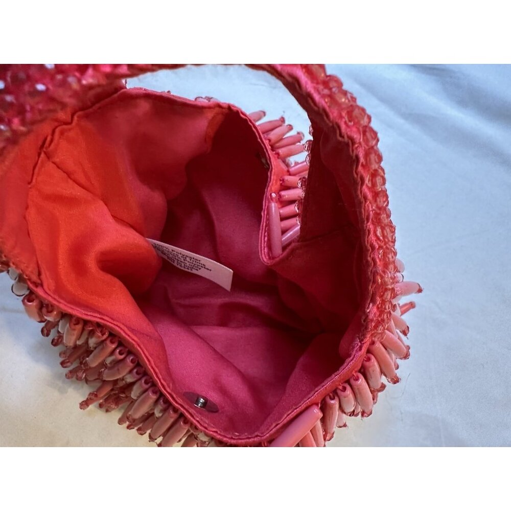 Pink Beaded Fringe Mini Bag Made In India Purse Y2K - Picture 5 of 8